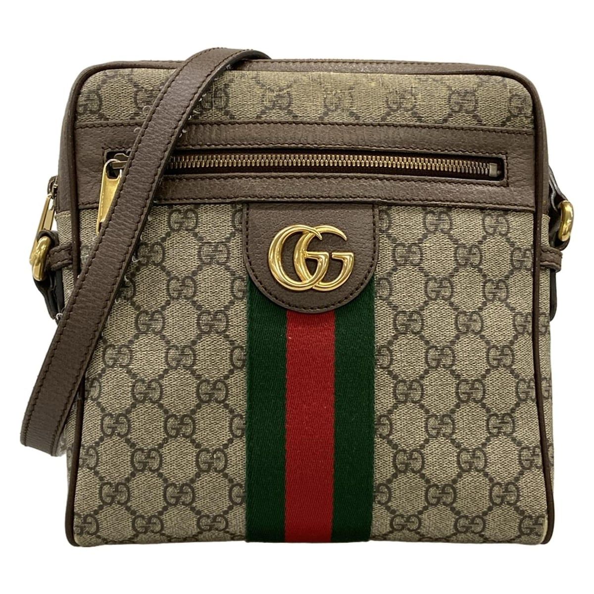 GUCCI(グッチ) ショルダーバッグ オフィディア GG スモール メッセンジャー バッグ 547926 ベージュ×エボニー×ダークブラウン レザー