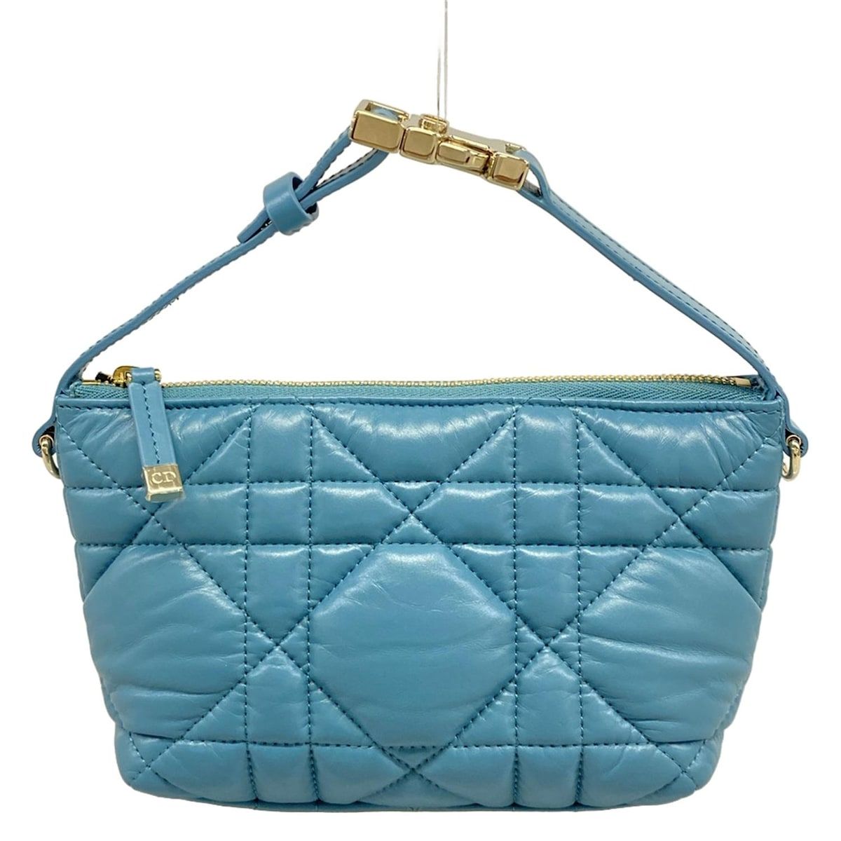 DIOR/ChristianDior(ディオール/クリスチャンディオール) ハンドバッグ カナージュノマドポーチ ネイビー ミニバッグ レザー