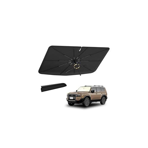 CARTIST トヨタ ランドクルーザー 250系 サンシェード 傘型 Land Cruiser サンセット ランクル250 フロント 傘式 折り畳み式 パラソル 日除け 遮光 日差し 遮熱コーティング素材 ベージュ高級仕様 360度回転 2 8524d995