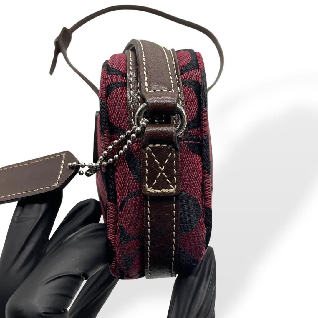 極美品 COACH ショルダーバッグ キャンバスレザー レッド シグネチャー
