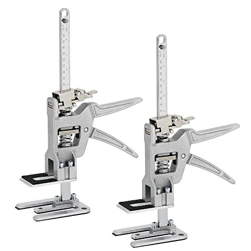 KOOPRO ツールジャッキスタンド 全金属 2個セット 滑り止めパッド付き 耐荷重200kg 多機能高さ アジャスター 定規付 ハンドリフティング器具 ミニジャッキアップ クイック 労力節約アームジャック 昇降器 修理用 構築 ドア パネル 8ba2e8f1