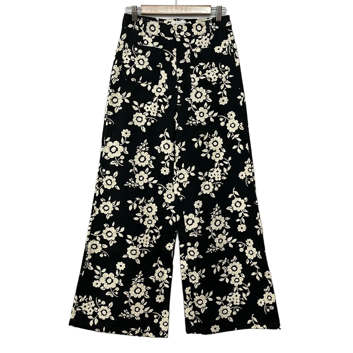 COACH(コーチ) パンツ サイズ2 S レディース美品 - 黒×ベージュ フルレングス/花柄