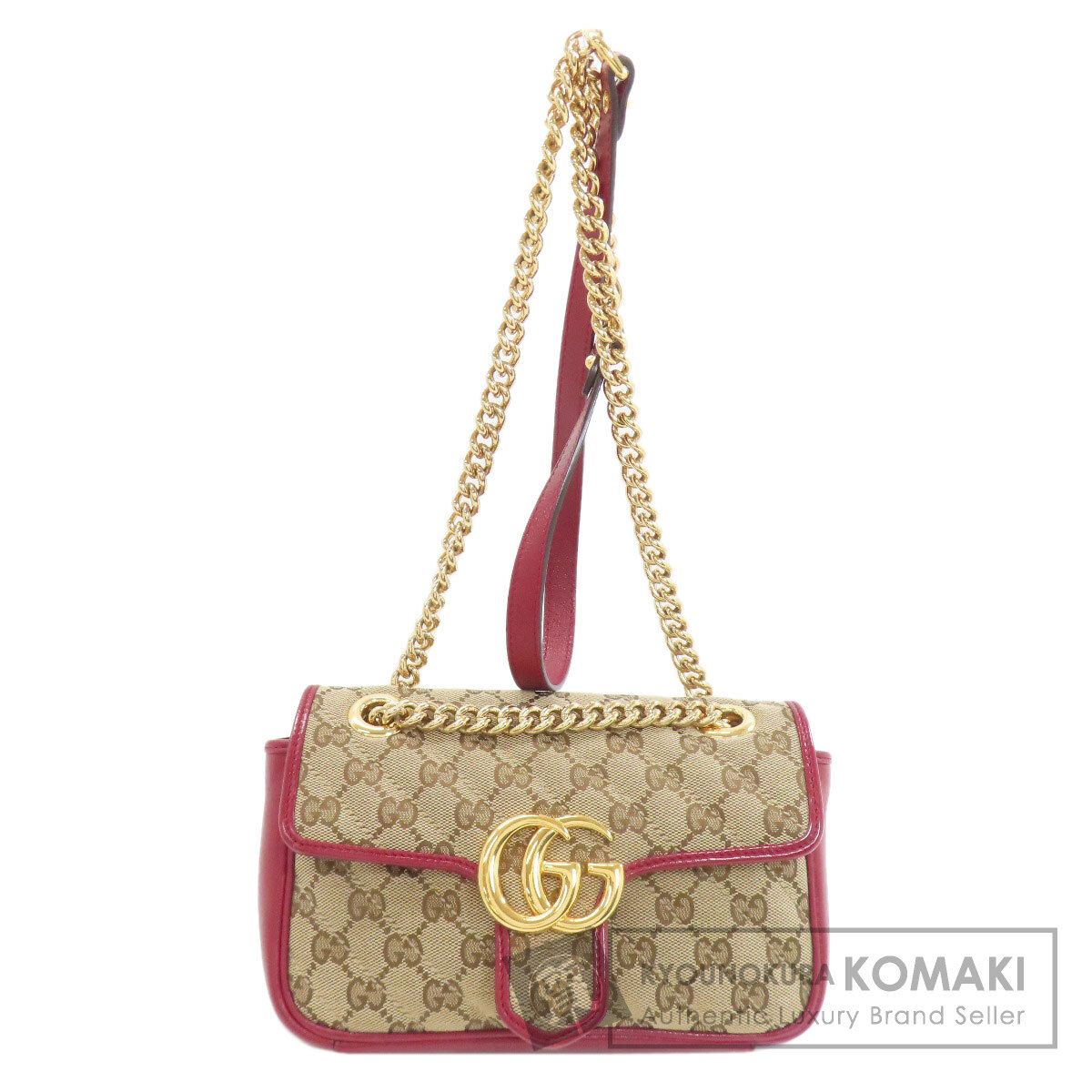GUCCI グッチ 446744 GGマーモント ショルダーバッグ キャンバス カーフ レディース [中古]