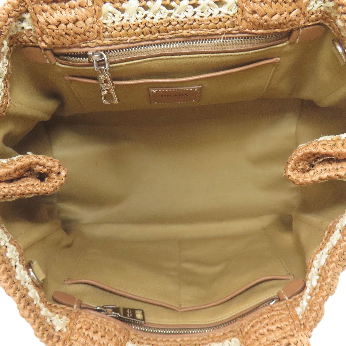 PRADA プラダ BN2888 カナパ ハンドバッグ ラフィア レディース [中古
