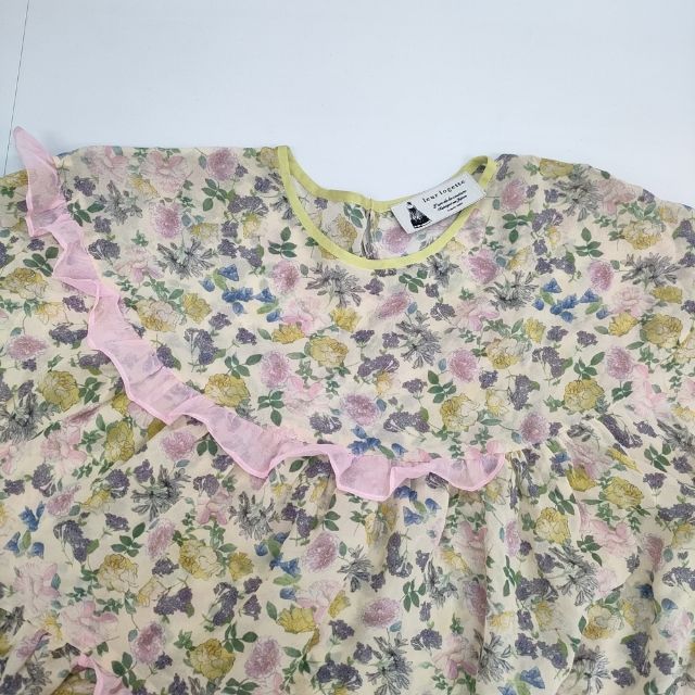 leur logette 花柄フリル シルク ブラウス シャツ ベージュ マルチ