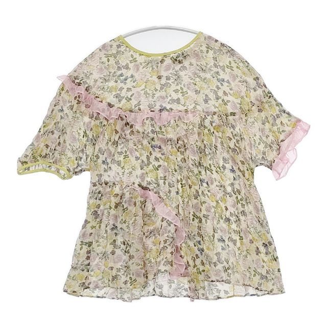 leur logette 花柄フリル シルク ブラウス シャツ ベージュ マルチ