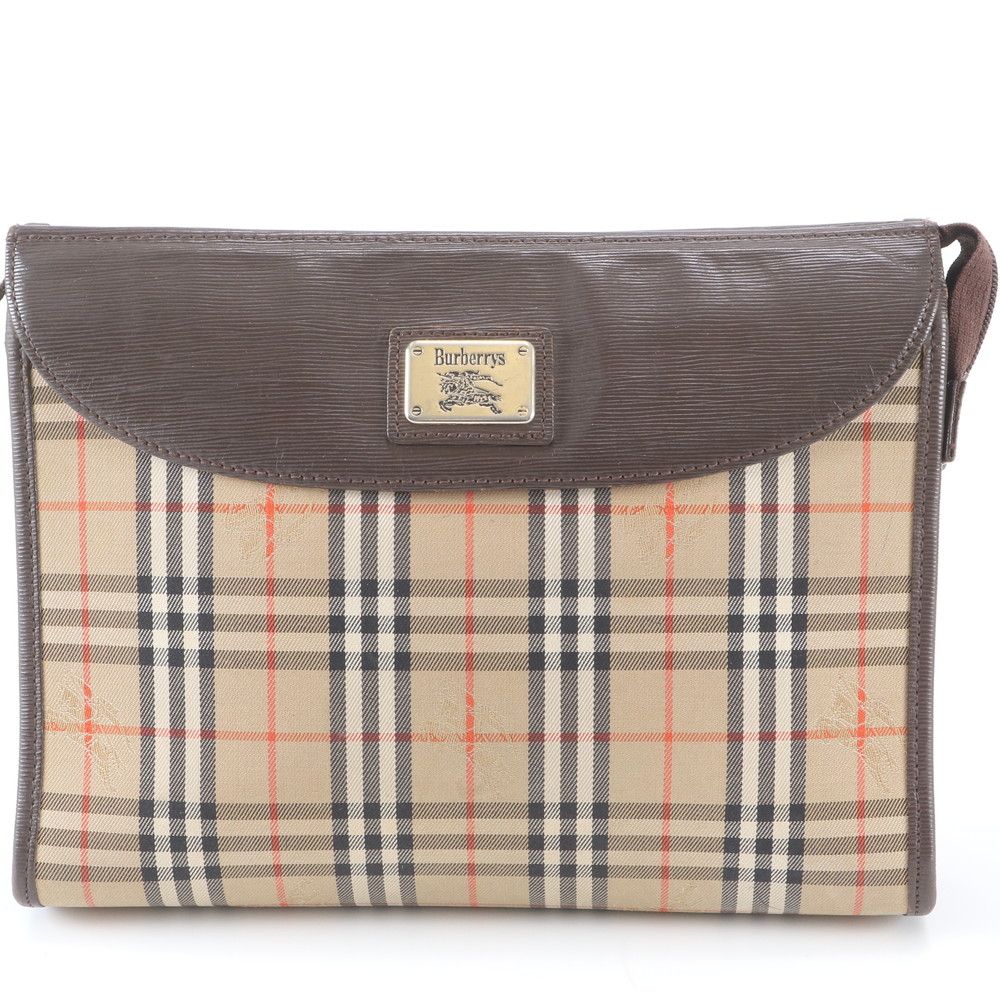 ノバチェック バーバリー BURBERRY レザー ハンドバッグ 美品