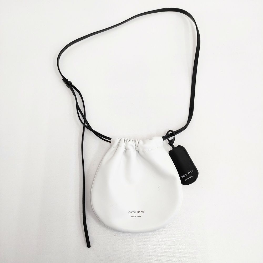 HYKE/CHACOLI LEATHER DRAWSTRING BAG レザーバッグ ミニショルダーバッグ Sサイズ ショルダーバッグ シロ レディース ハイク/チャコリ【中古】6-0611G◎