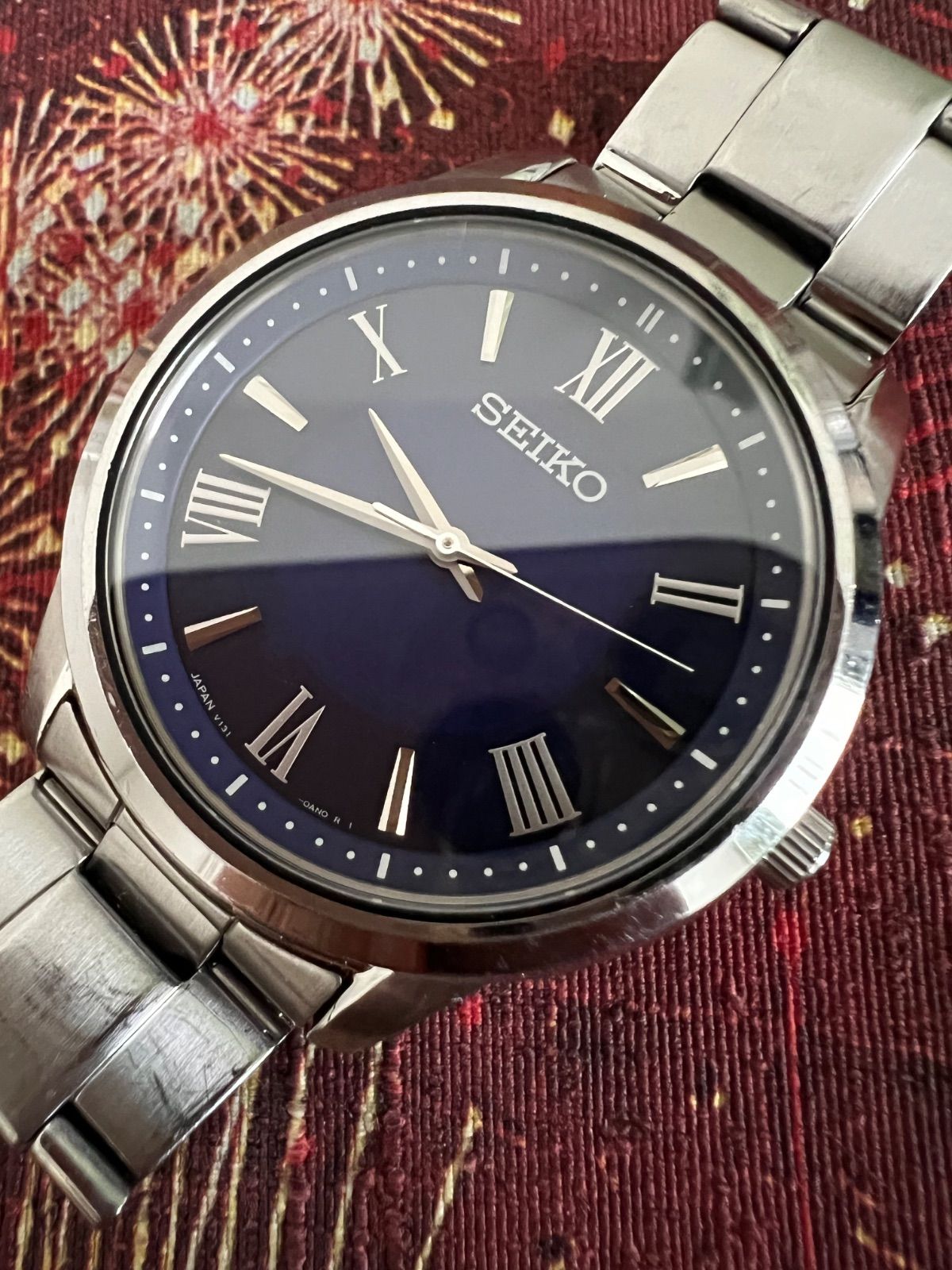 セイコー SEIKO☆ソーラー時計☆メンズ☆稼働品☆V131-0AG0☆青文字盤