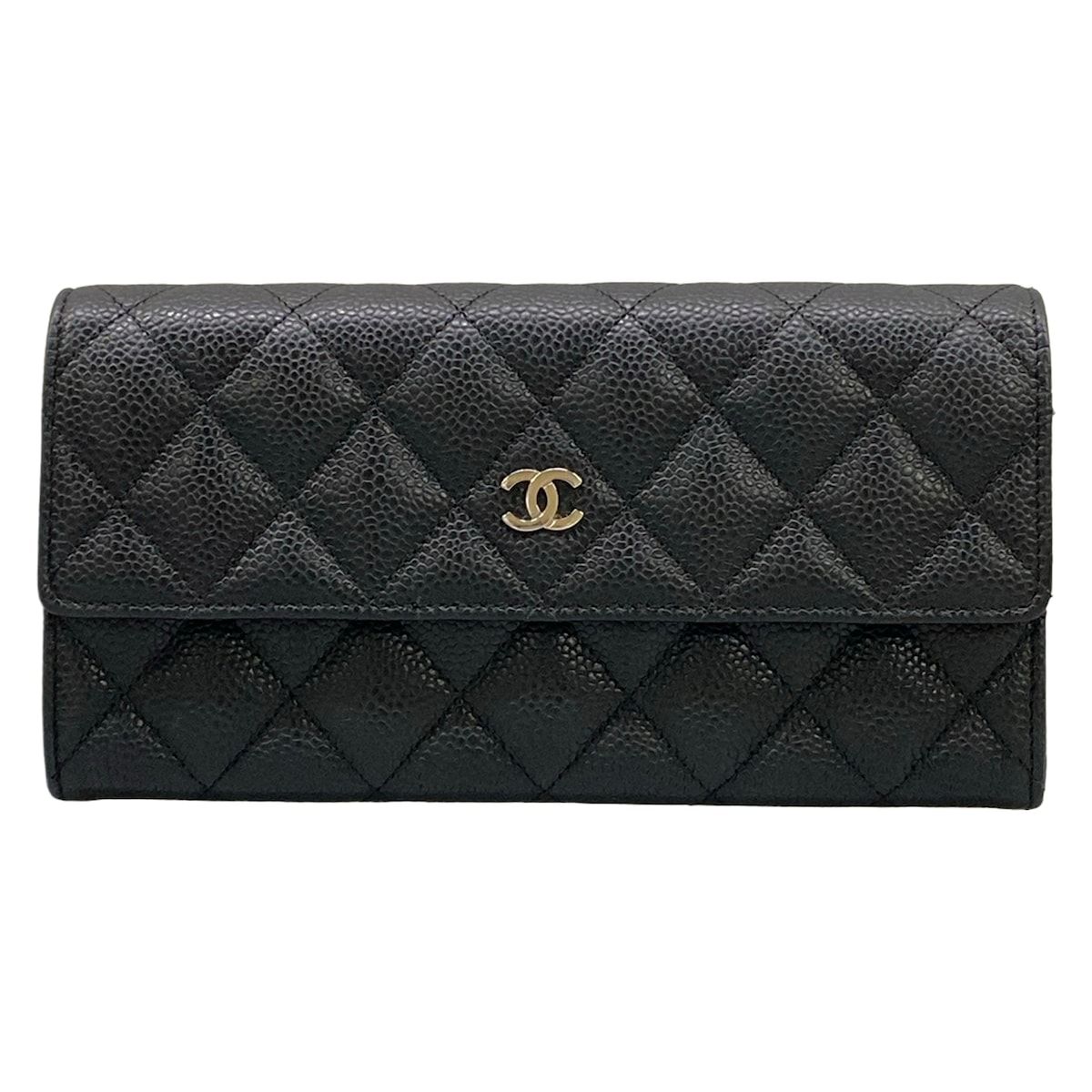 CHANEL(シャネル) 長財布 マトラッセ 黒 シルバー金具