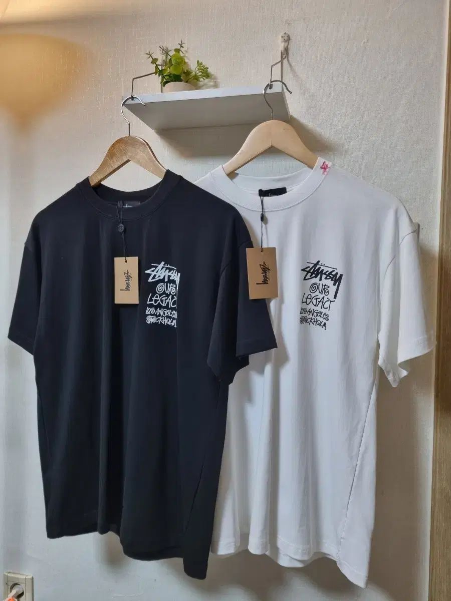 STUSSY ステューシー 半袖Tシャツ ブラック/白