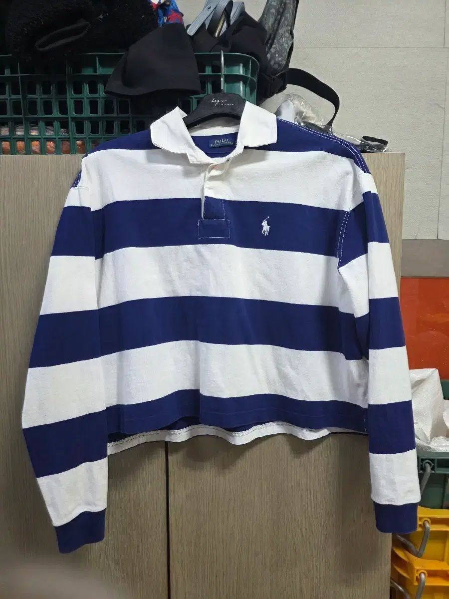 ポロ ラルフローレン ストライプ ラグビー Tシャツ ブルー