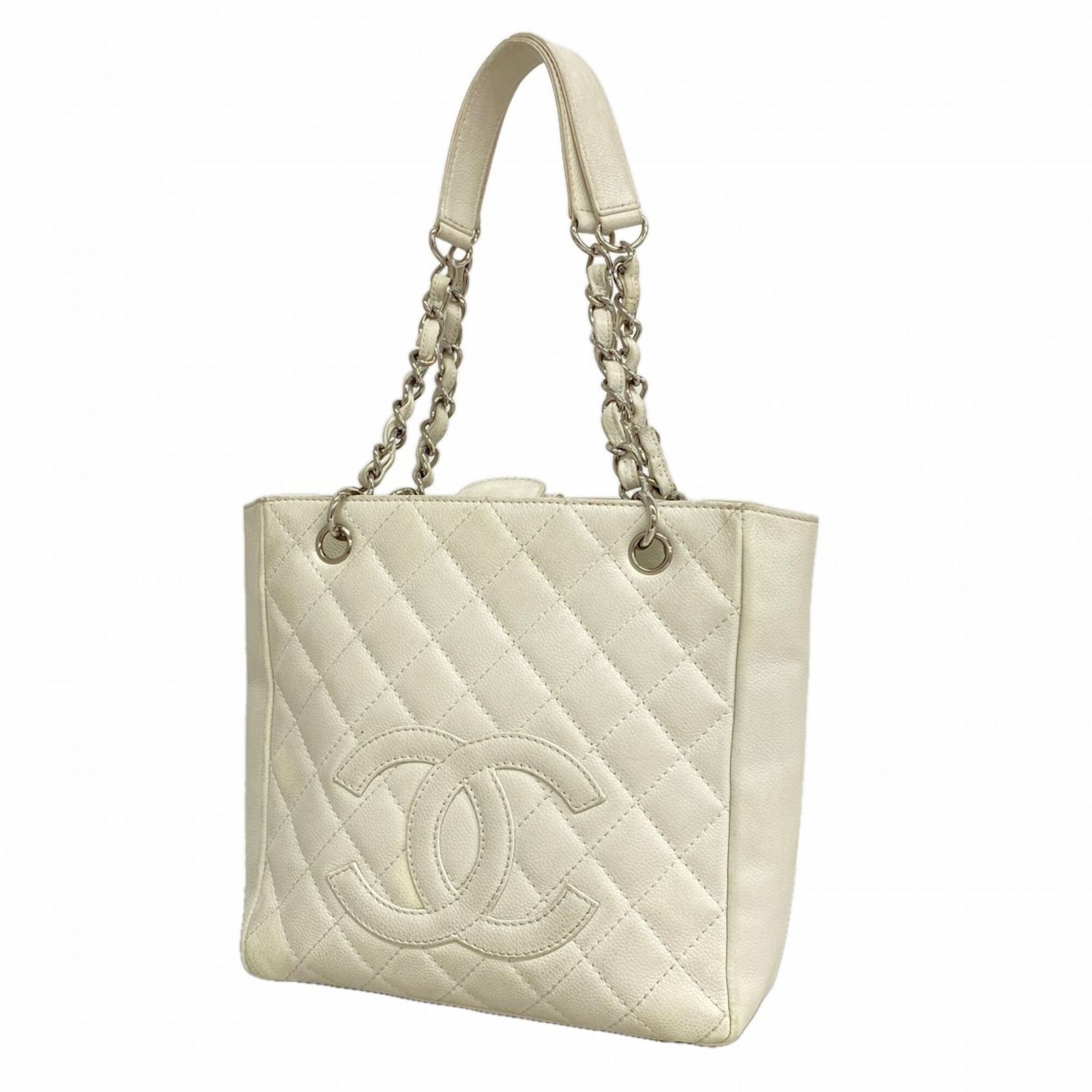 シャネル(Chanel) シャネル ショルダーバッグ マトラッセ チェーンショルダー キャビアスキン ホワイト レディース P3098493