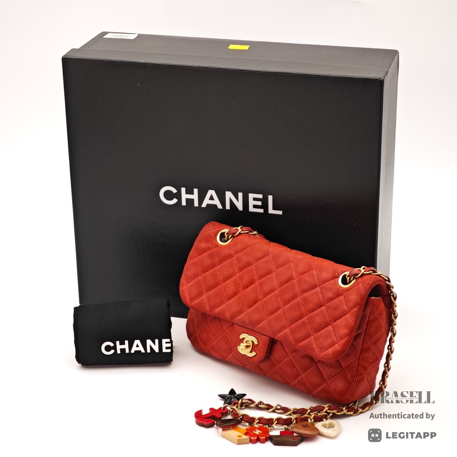 CHANEL マトラッセ バレンタインチャーム バッグ ショルダーバッグ フラップ レッド レディース 箱 保存袋