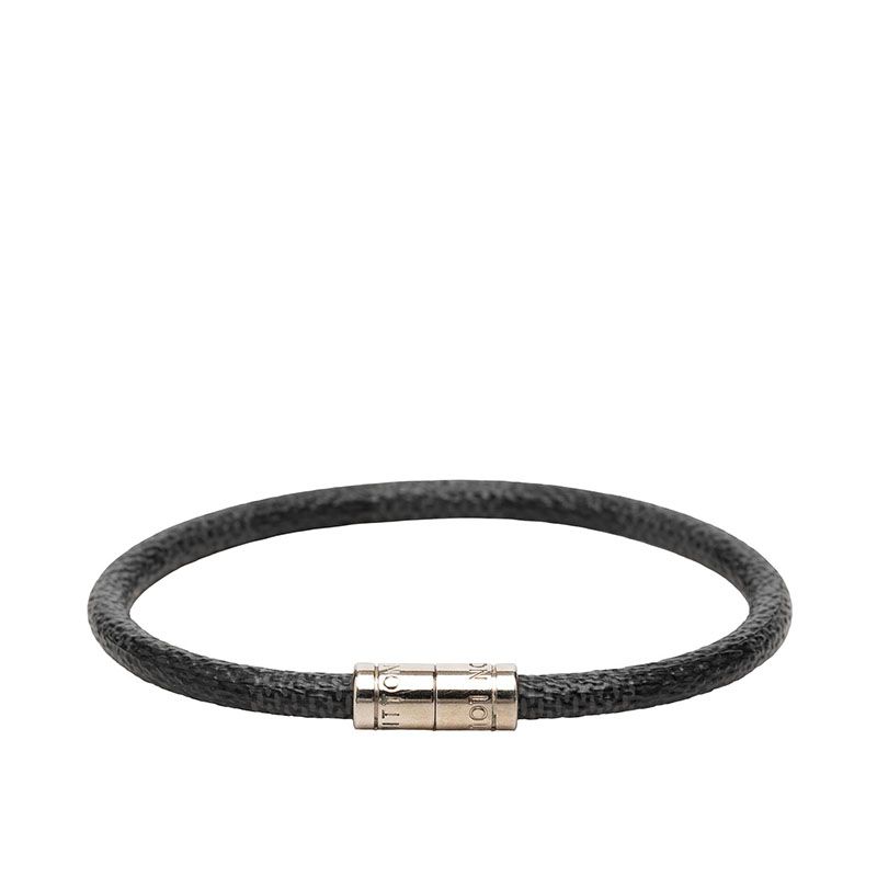 ルイ ヴィトン ダミエ グラフィット ブラスレ キープイット ブレスレット M6609E ブラック シルバー PVC メタル メンズ LOUIS VUITTON【1-0273629】