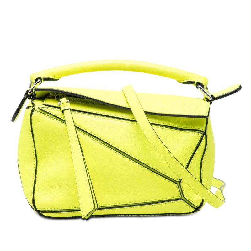 ロエベ アナグラム パズルバッグ ミニ ハンドバッグ ショルダーバッグ 2WAY グリーン系 レザー レディース LOEWE【230-77170】