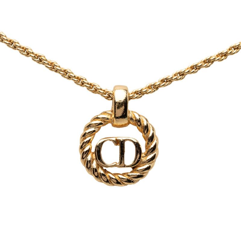 ディオール CDロゴ ペンダント ネックレス ゴールド メッキ GP レディース Dior【230-77225】