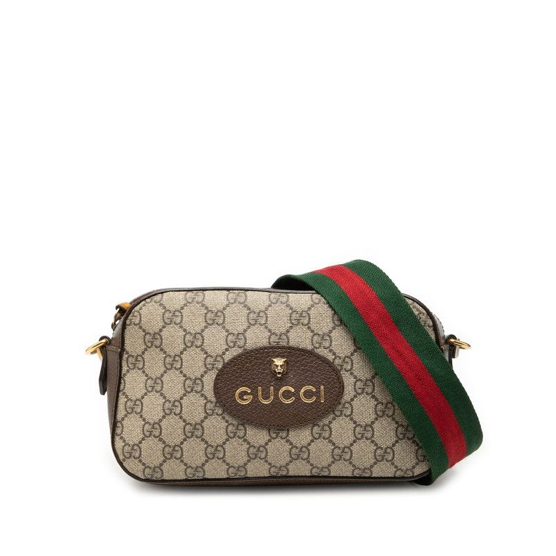 グッチ ネオ ヴィンテージ GGスプリーム 斜め掛け ショルダーバッグ 476466 ベージュ ブラウン PVC レザー レディース GUCCI【228-77322】