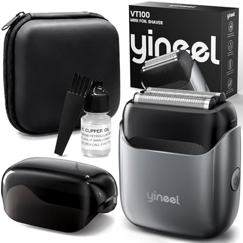 Yineel メンズシェーバー 電気シェーバー【2026新登場】髭剃り 電動 往復式 3枚刃 深剃り 3D浮動 IPX7防水 丸洗い可 乾湿両用 マグネット式ヘッド 低騒音 Type-C急速充電 90分連続使用 携帯便利 収納ケース付き トラベルロック 出張e
