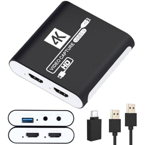 HDMI キャプチャーボード Switch対応 4K パススルー対応 1080P 60FPS USB 3.0 高速伝送 ビデオゲームキャプチャー ボード PC/PS4/PS5/Xbox/Wii U/ウェブカメラ/スマートフォン対応 Windows 7/8/1e