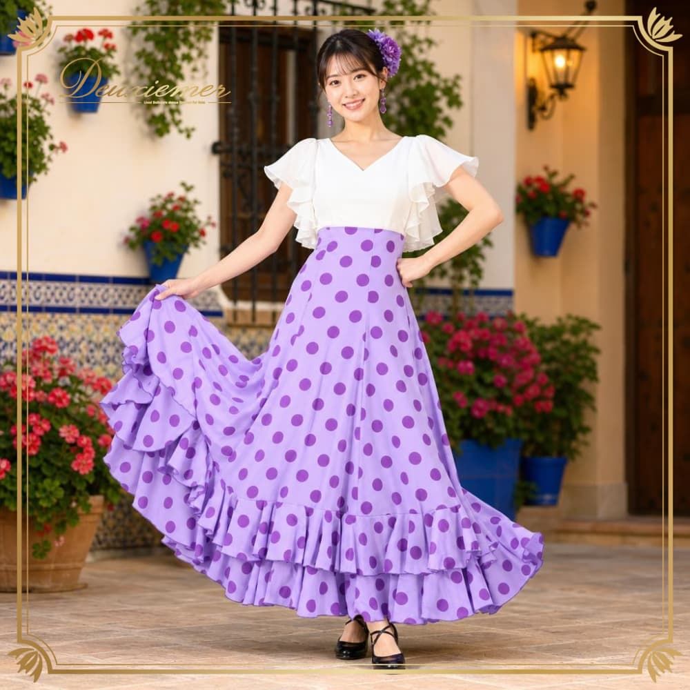 フラメンコ 衣装 PAPILLON パピヨン ファルダ スカート パープル系 紫