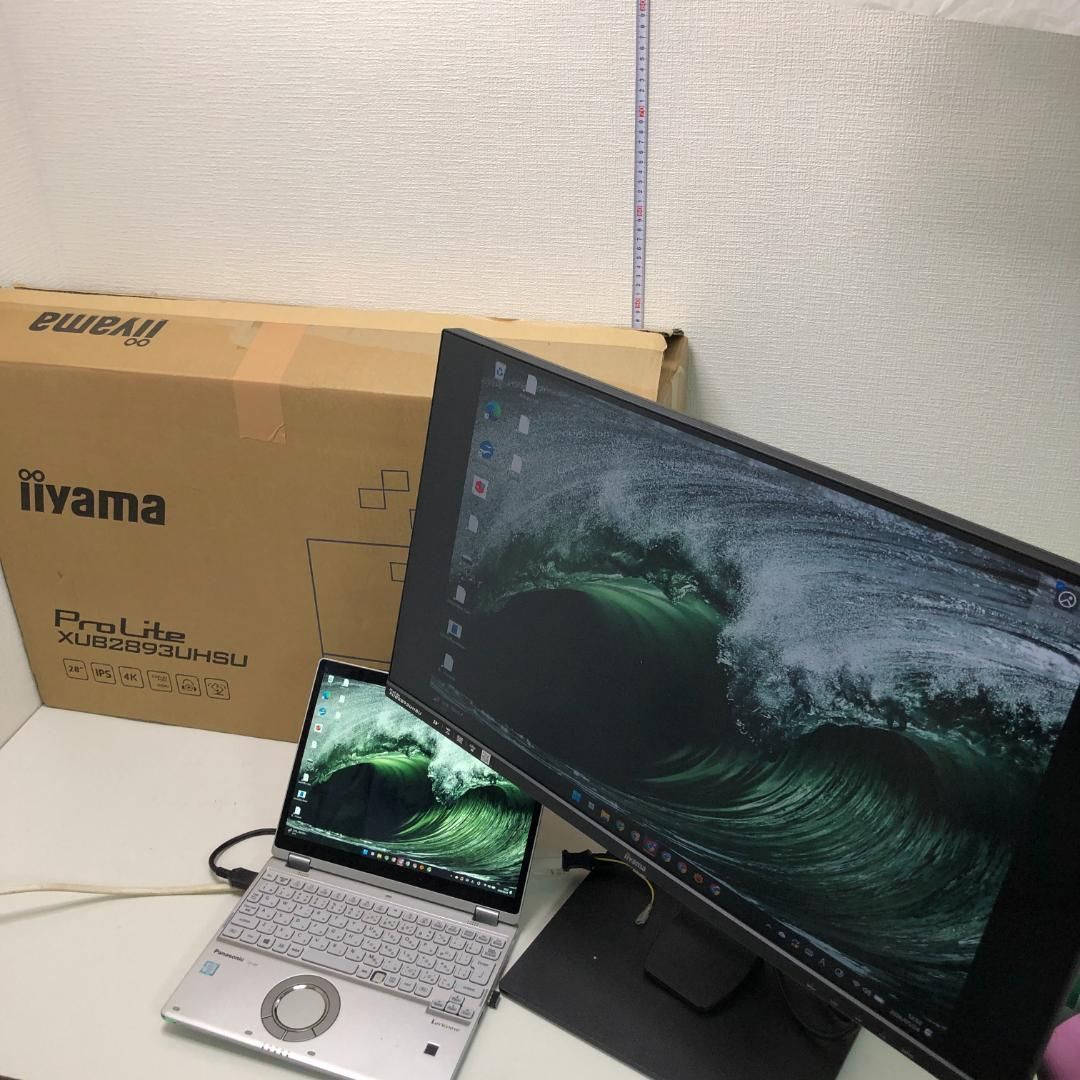 美品 iiyama ProLite XUB2893UHSU-B1 28インチ 4K IPS モニター UHD HDMI DisplayPort USBハブ 昇降対応 箱付き　260524-3