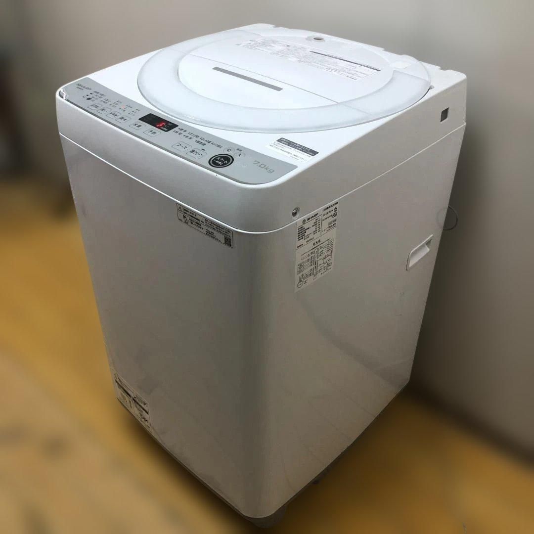 SHARP ES-GE7E-W 2021年製 7kg 全自動洗濯機 シャープ 風乾燥 槽クリーン 一人暮らし 縦型洗濯機 動作確認済み　260517-1