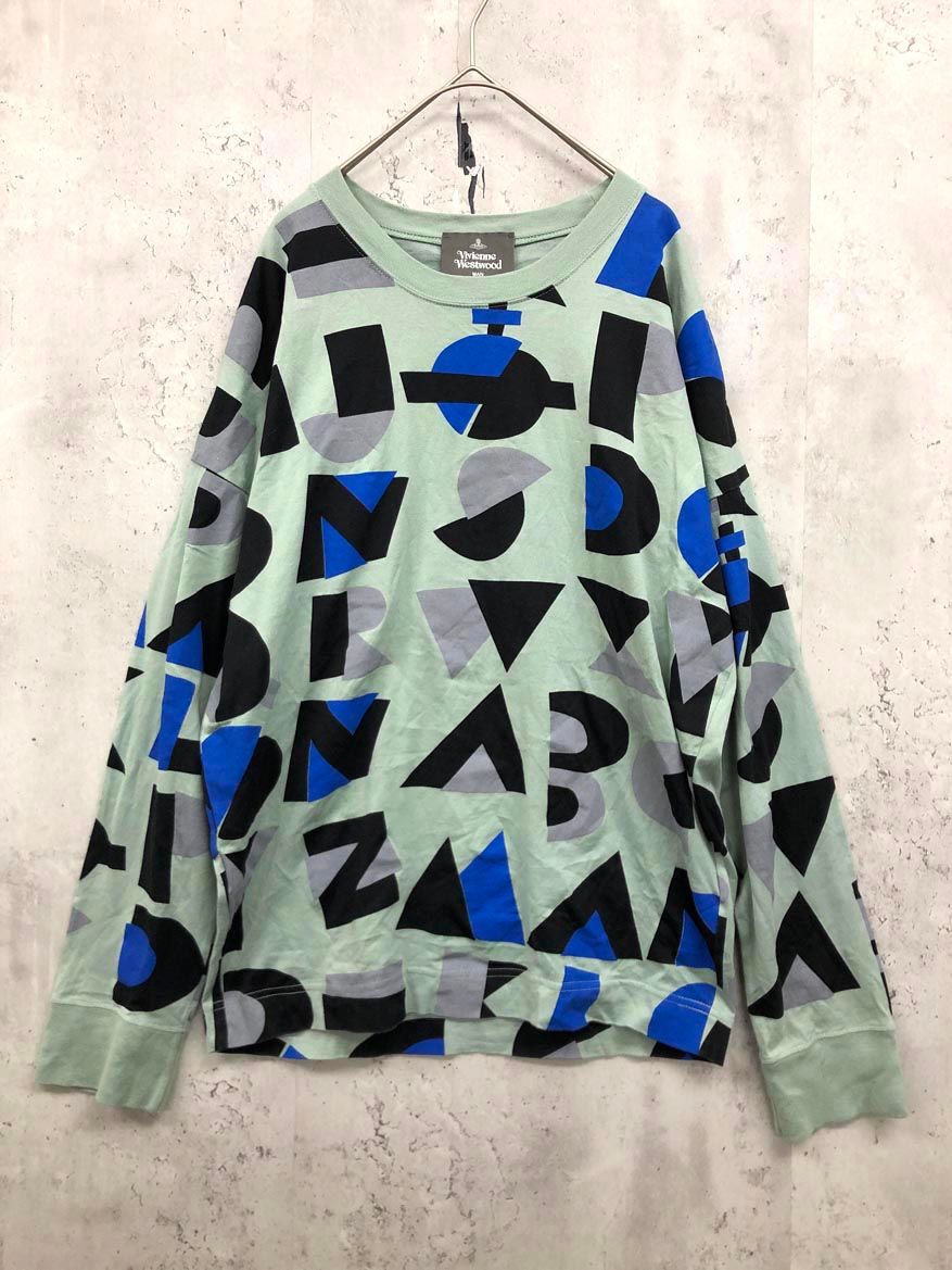 Vivienne Westwood ヴィヴィアンウエストウッド vw-lp-82721 総柄 長袖 ロングスリーブ シャツ カットソー size42/グリーン ■■◎レディース