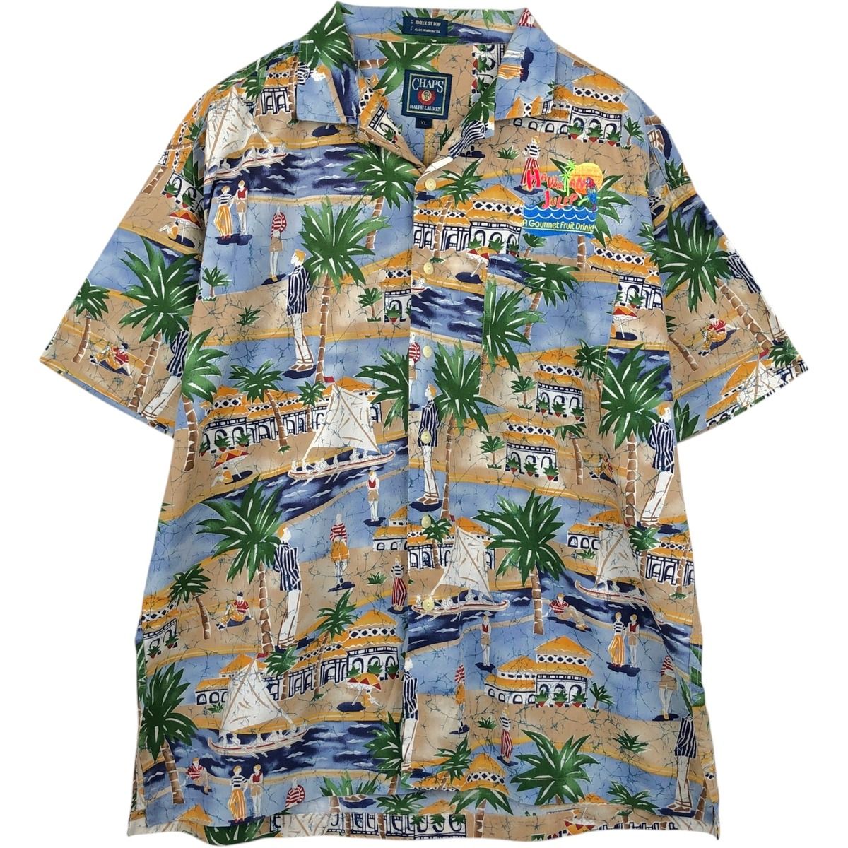 古着 ラルフローレン Ralph Lauren CHAPS チャップス 総柄 オープンカラー ハワイアンアロハシャツ ボックスシャツ/eaa654768
