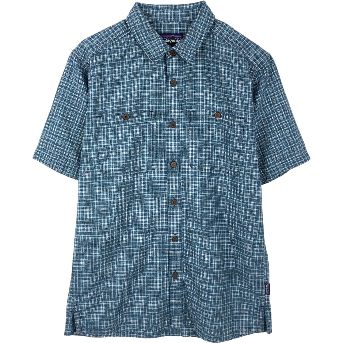 古着 パタゴニア Patagonia バックステップシャツ 53139SP18 チェック柄 半袖 オーガニックコットン×ヘンプシャツ/eaa654320