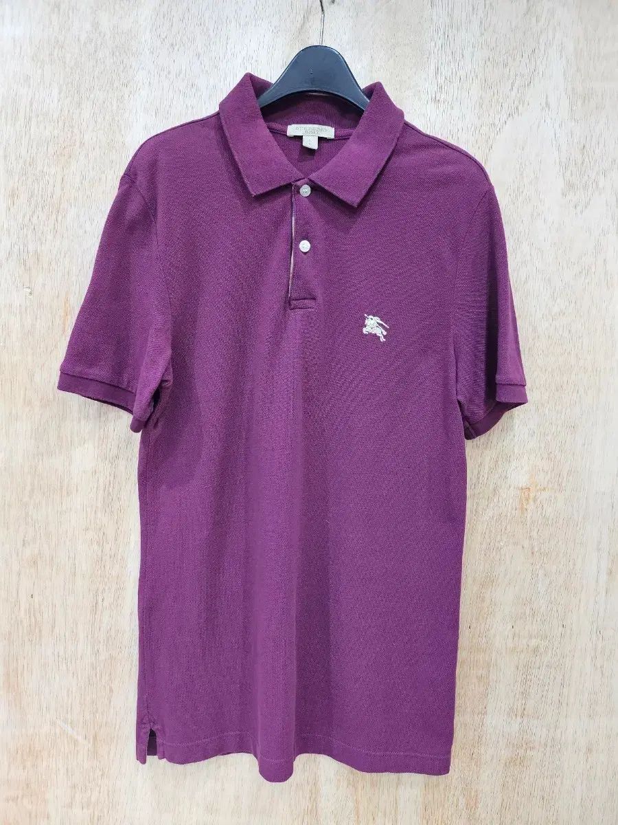 正規品 BURBERRY バーバリー ロゴ 刺繍 半袖 カラーTシャツ PURPLE パープル S