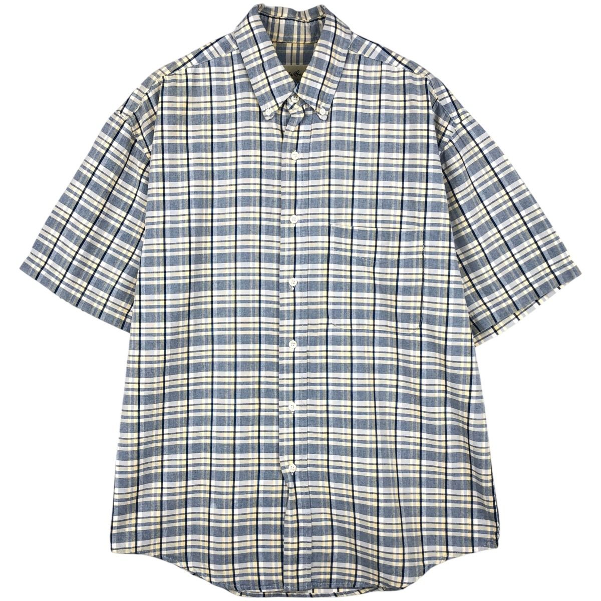 古着 エディーバウアー Eddie Bauer 半袖 ボタンダウン チェックシャツ メンズM相当/eaa655404