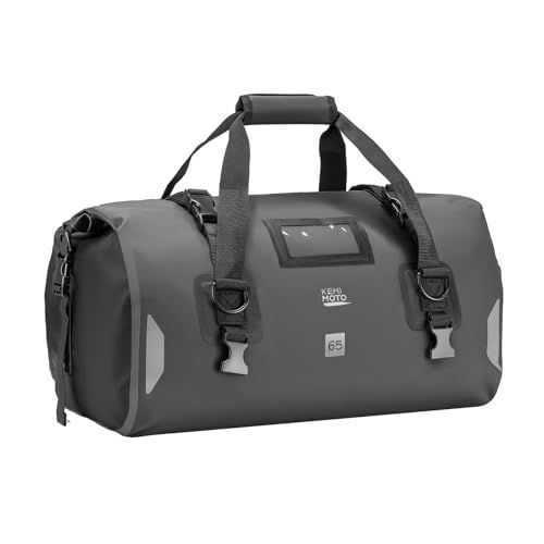 KEMIMOTO バイクシートバッグ 100％完全防水 ツーリングバッグ キャンプツーリング 65L ショルダーストラップ付き 反射ストリップ エアバルブ搭載 3泊以上の旅行に最適 オートバイ/アウトドア/キャンプ用バッグ KM-806 チャ efbfb625