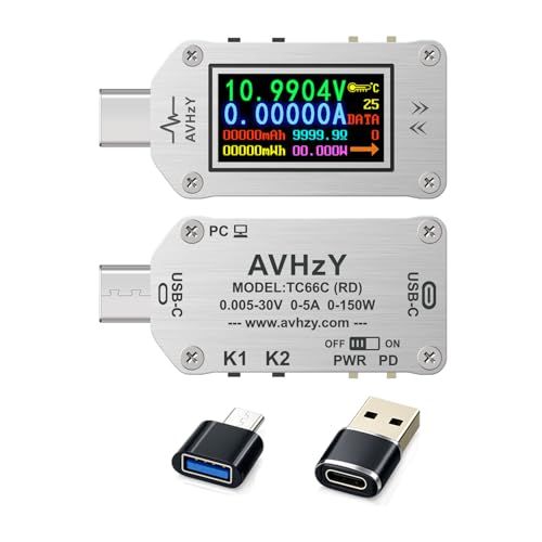 電流計負荷テスターUSB電圧電流 カラーLCDディスプレイ電流計電圧計バッテリー充電 Type C USBテスター IPSカラーLCDディスプレイTC66C★m e55f65da