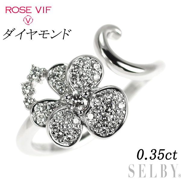 ローズヴィフ K18WG ダイヤモンド フォークリング 0.35ct フラワー ヴィオラ