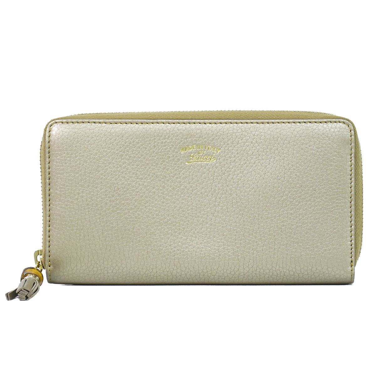 本物 グッチ GUCCI バンブータッセル ラウンドファスナー 長財布 