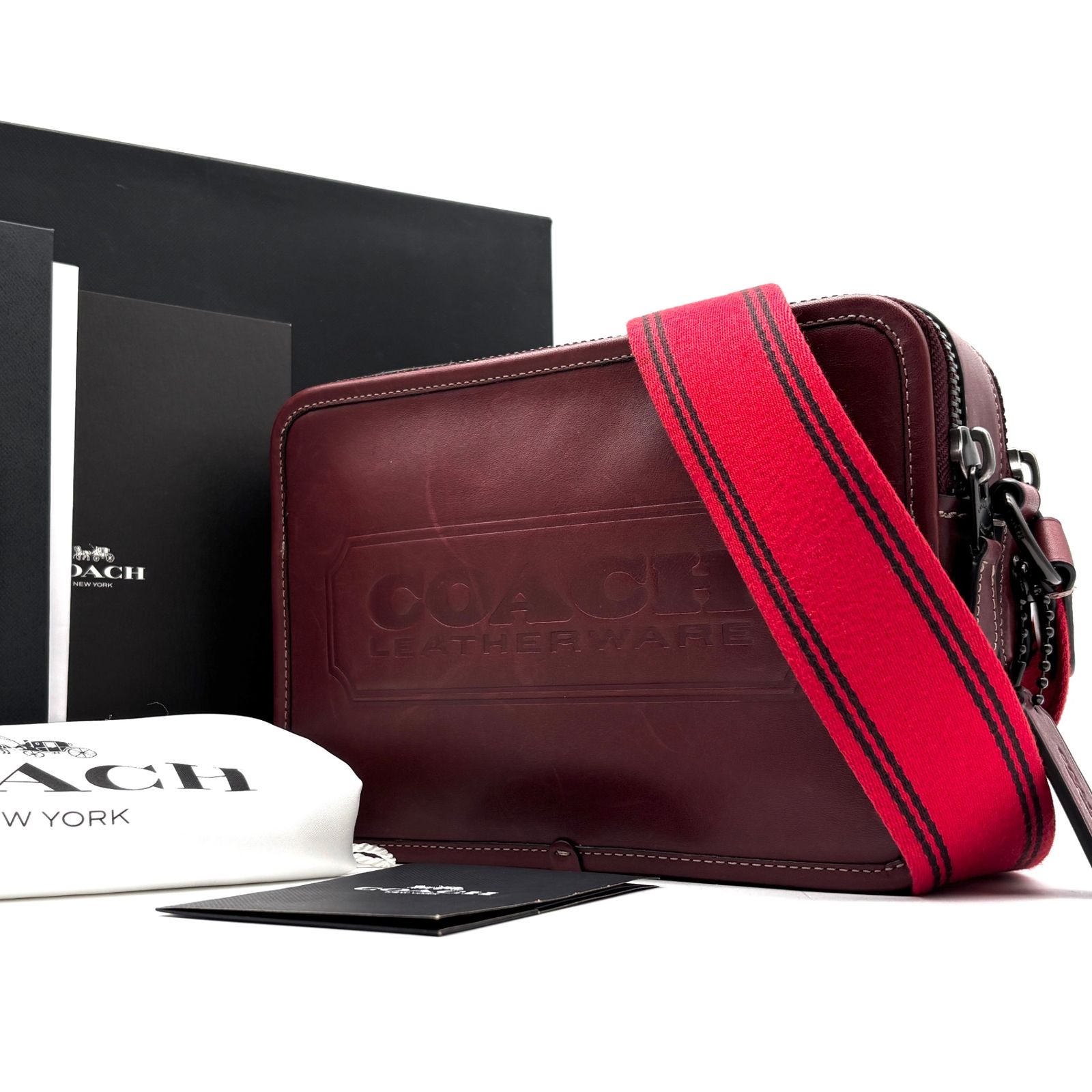 コーチ COACH チャーター クロスボディ 24 ショルダーバッグ カメラバッグ ボルドー ワインレッド レザー 本革 エンボスロゴ ボーナス 夏休み 帰省 お盆 敬老の日 サマーギフト シルバーウィーク ご褒美