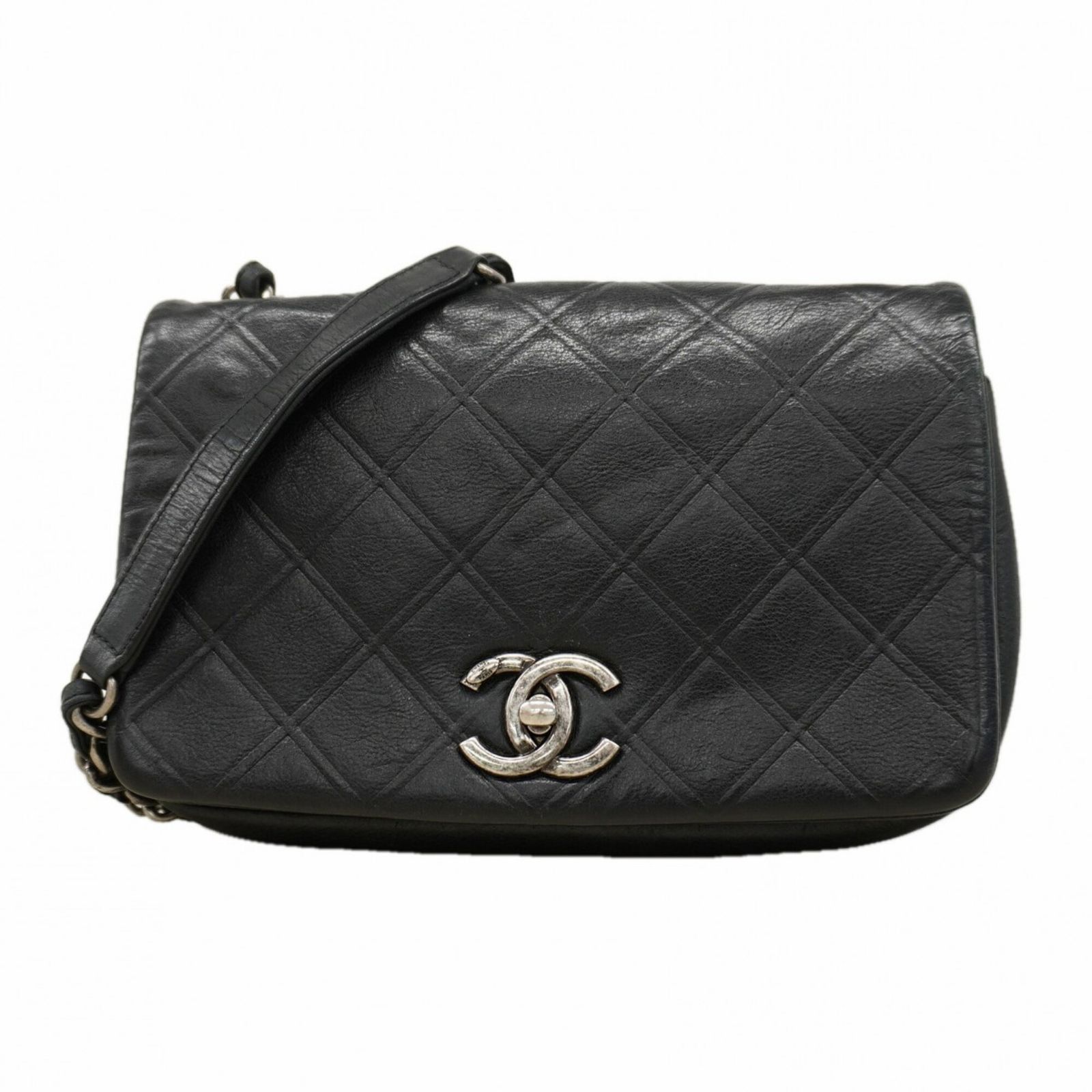 シャネル(Chanel) シャネル ショルダーバッグ マトラッセ チェーンショルダー レザー ブラック レディース