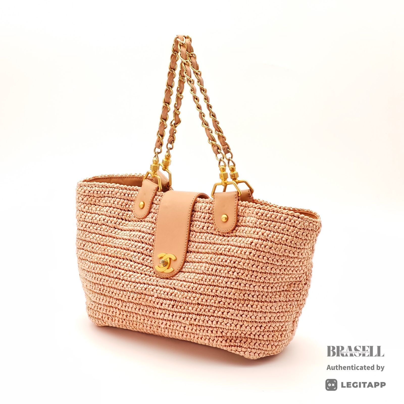 CHANEL ラフィア バッグ トートバッグ 大容量　可愛い ピンク レディース メンズ 132,500円