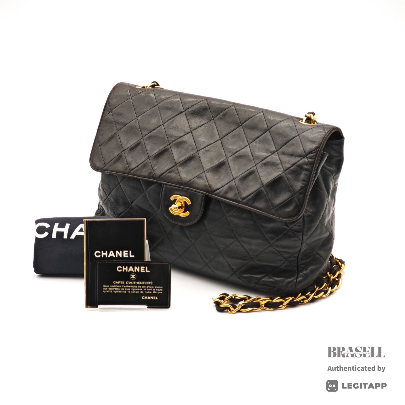 CHANEL マトラッセ30 シングルフラップ バッグ ショルダーバッグ フラップ ブラック レディース ギャランティーカード 保存袋