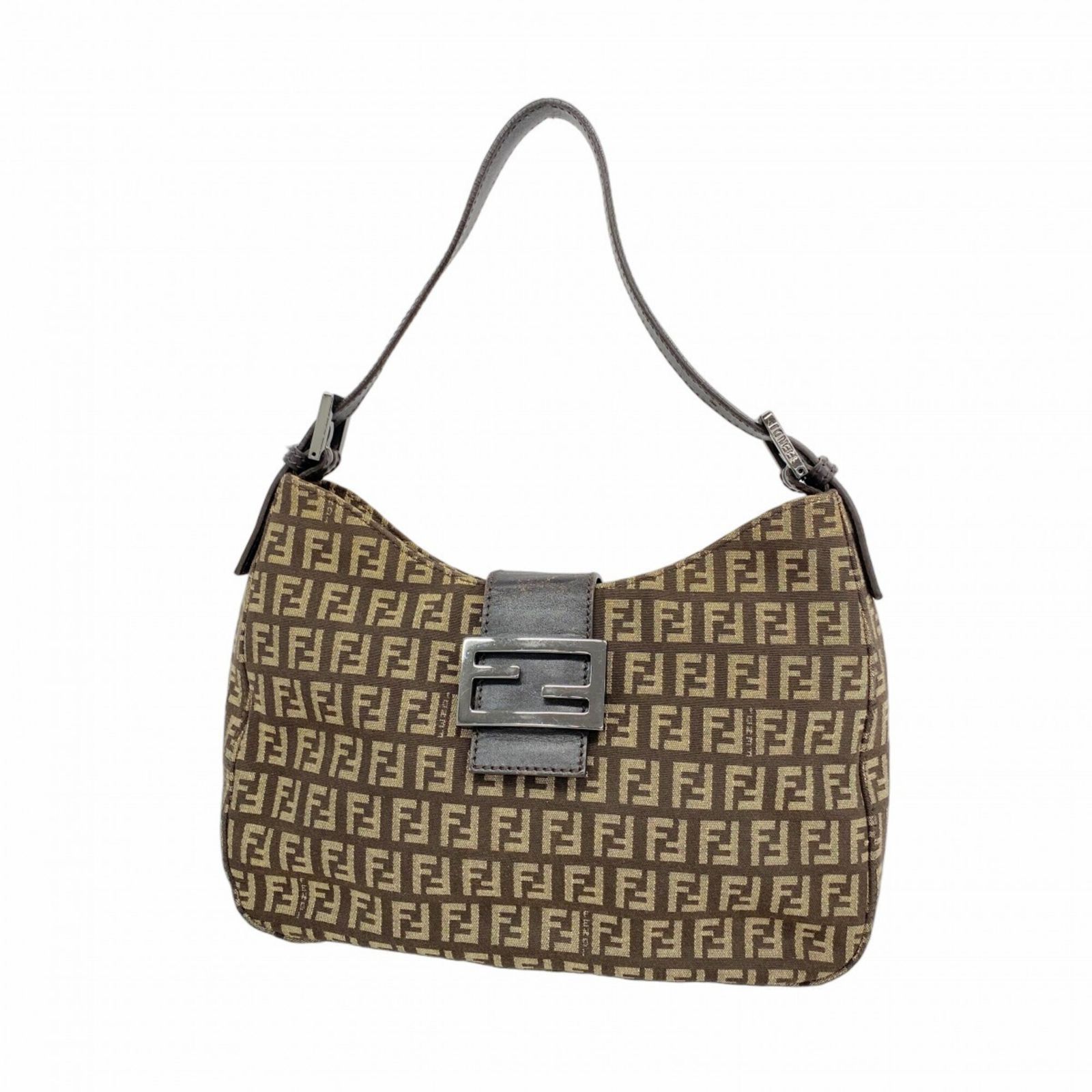 フェンディ(Fendi) フェンディ ハンドバッグ ズッカ ナイロンキャンバス ブラウン レディース