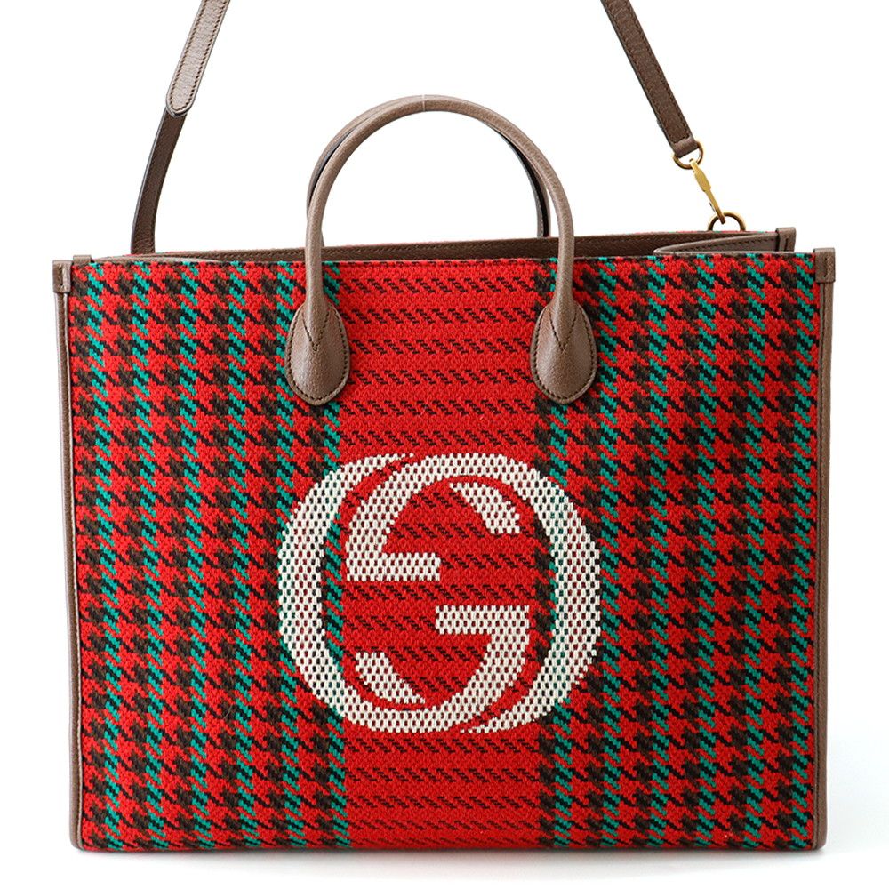 グッチ トートッグ インターロッキングG 千鳥格子 キャンバス レザー 644994 GUCCI 2way 67,155円