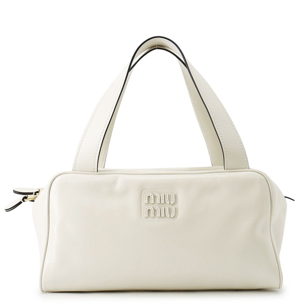 ミュウミュウ ハンドバッグ ボーリング ロゴ レザー 5BB182 Miu Miu バッグ 白
