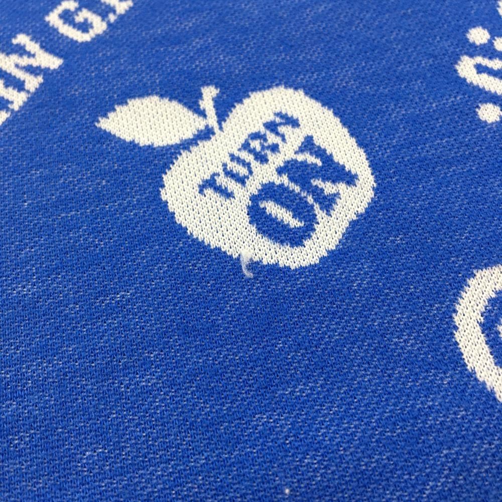 美品】ホーンガーメント 半袖ポロワンピース ブルー系×白 総柄