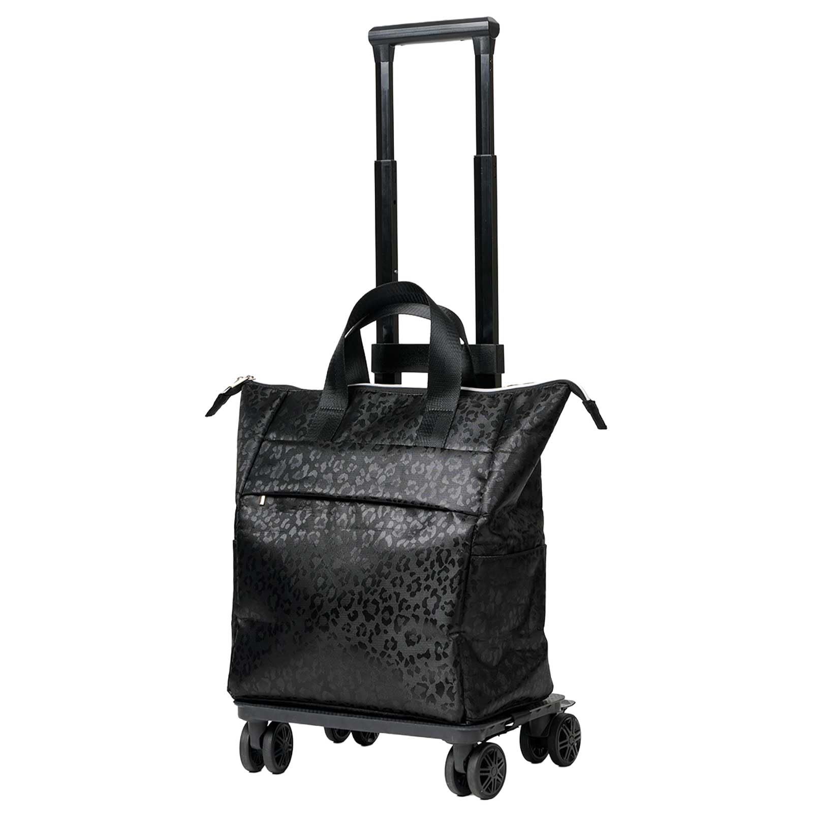 REP(レップ) Cocoro[ココロ] ショッピングカート レオパード 横押し4輪カート ブラック 容量18L 耐荷重10㎏ 軽量 折りたたみ ストッパー バック付き 560518