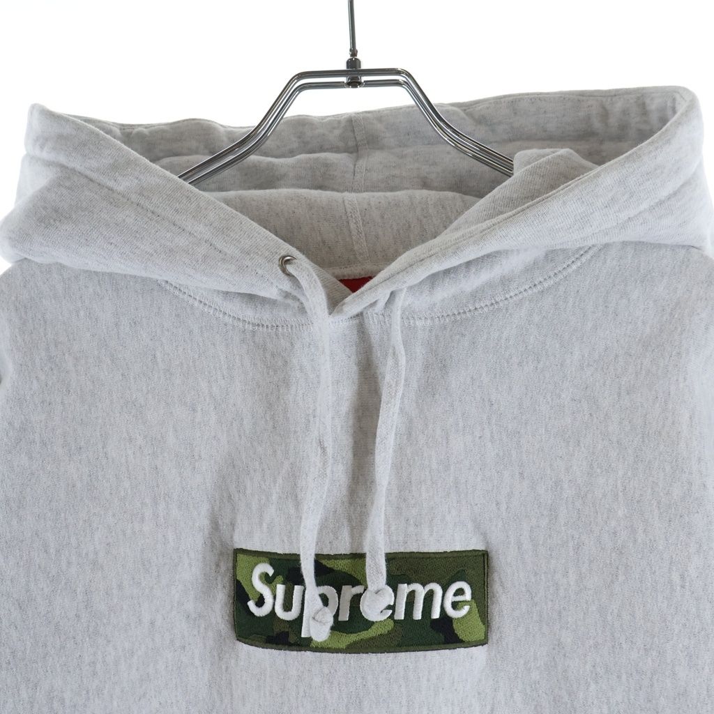 SUPREME (シュプリーム) 23AW Box Logo Hooded sweatshirt 迷彩柄 ボックスロゴデザイン フーデッド プルオーバースウェットパーカー グレー SUPREME (シュプリーム) 23AW Box Logo Hooded sweatshirt 迷彩柄 ボックスロゴデザイン フーデッド プルオーバースウェットパーカー グレー
