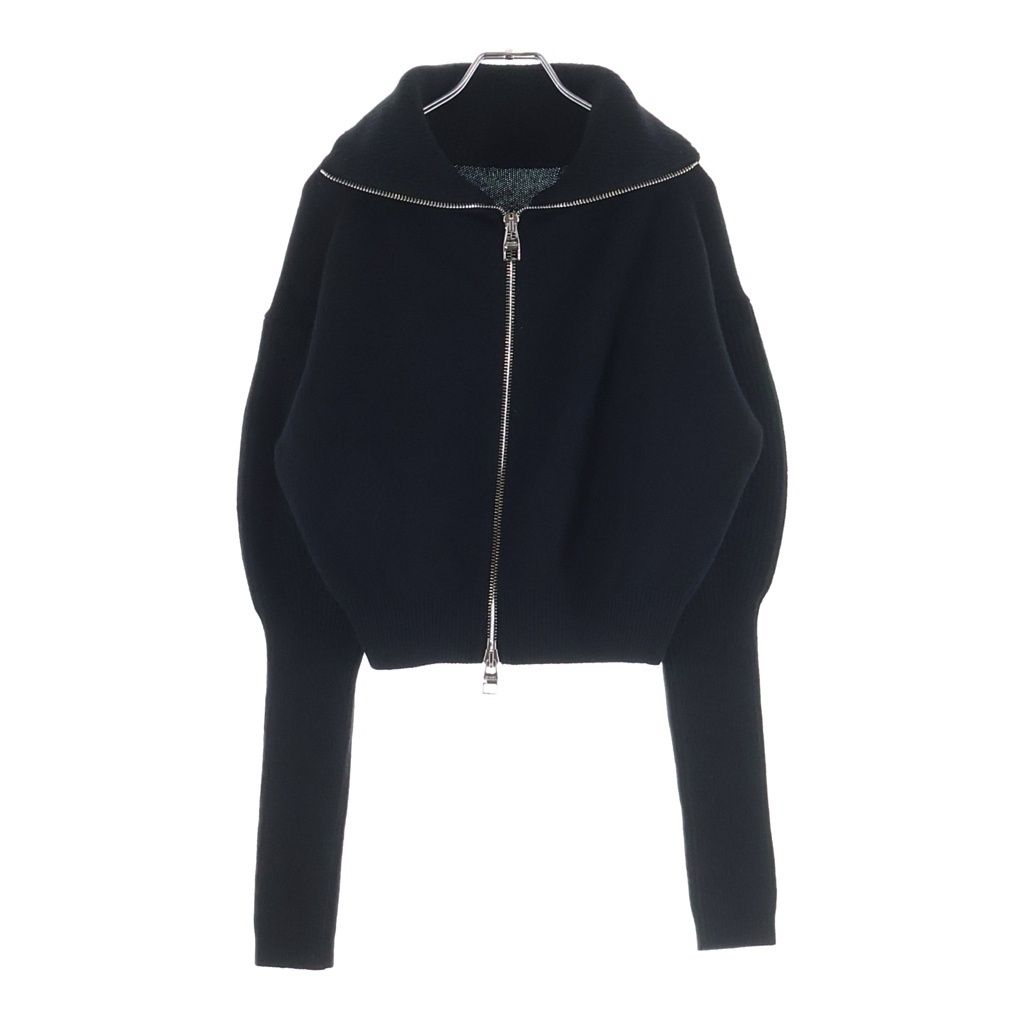 Alexander McQueen (アレキサンダーマックイーン) ウールカシミヤ ジップアップドライバーズニット セーター レディース 768796 Q1A7F ブラック