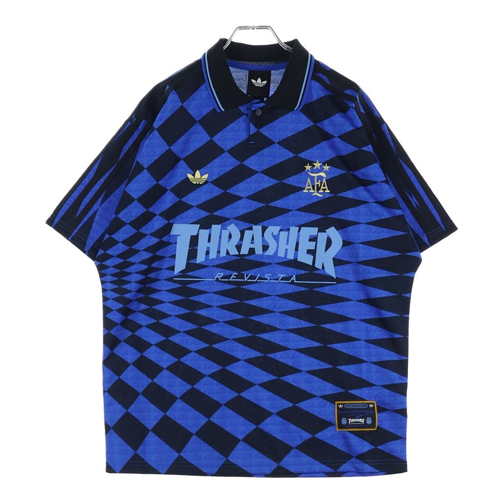 adidas (アディダス) JERSEY THRASHER X AFA ジャージースラッシャー 半袖シャツ ブルー KX4551