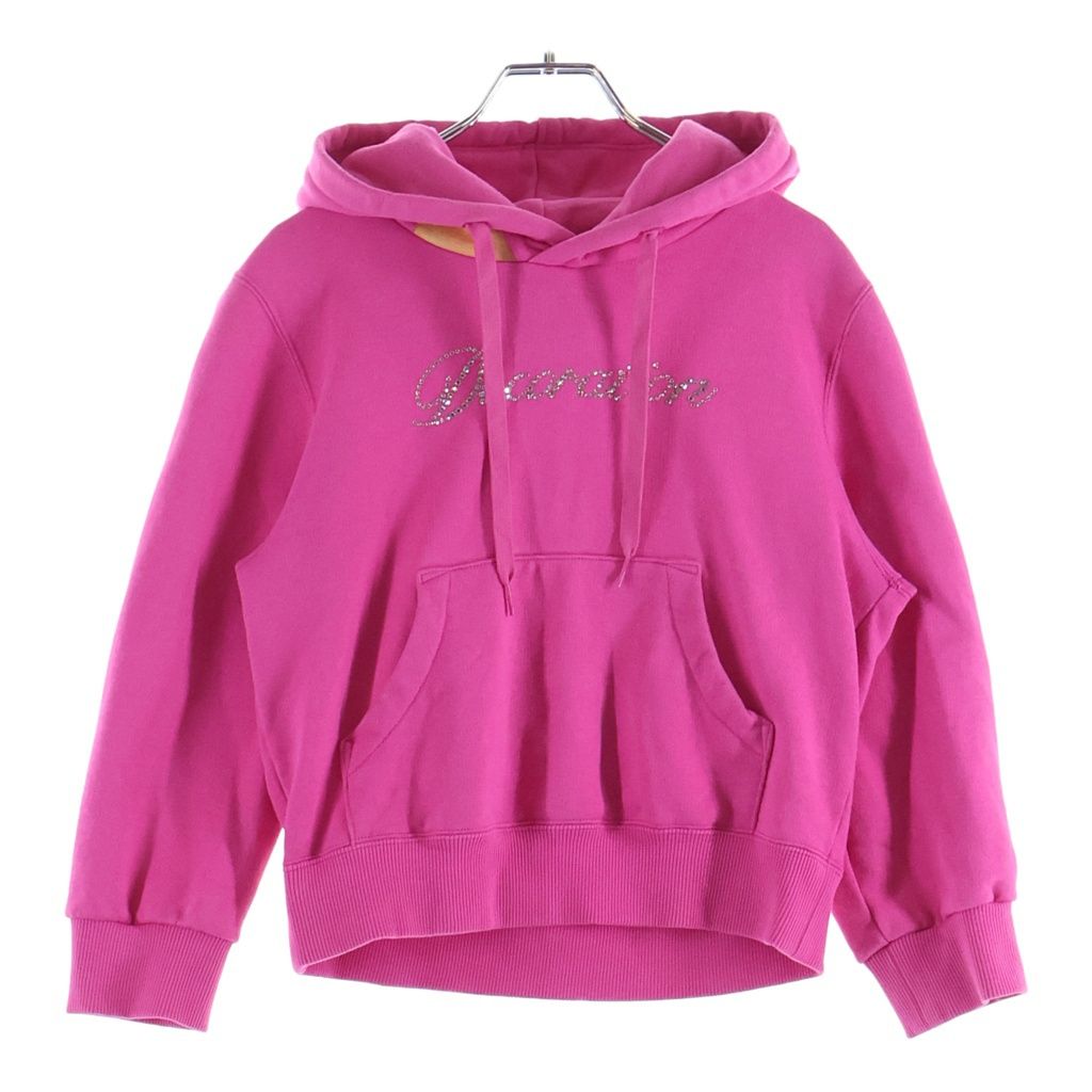 doublet (ダブレット) 22AW Rhinestone logo detail hoodie 22AW35CS231 ラインストーン ロゴ ディテール プルオーバーパーカー フーディー ピンク レディース