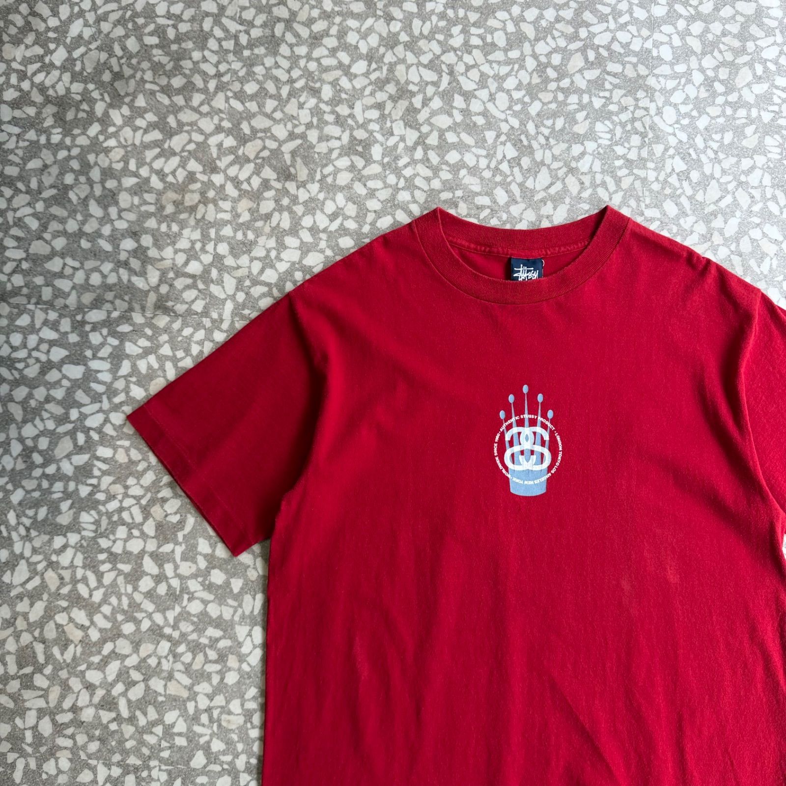 [ Archive アーカイブ Y2K ] STUSSY / 90’s usa製 crown logo T-shirt ステューシー　オールドステューシー　90年代　アメリカ製　シャネルロゴ　クラウン　ロゴTシャツ　紺タグ　シングルステッチ　ストリート